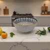 白色带黑黄花纹陶瓷碗 家用餐具盛饭碗简约北欧风 Specification image
